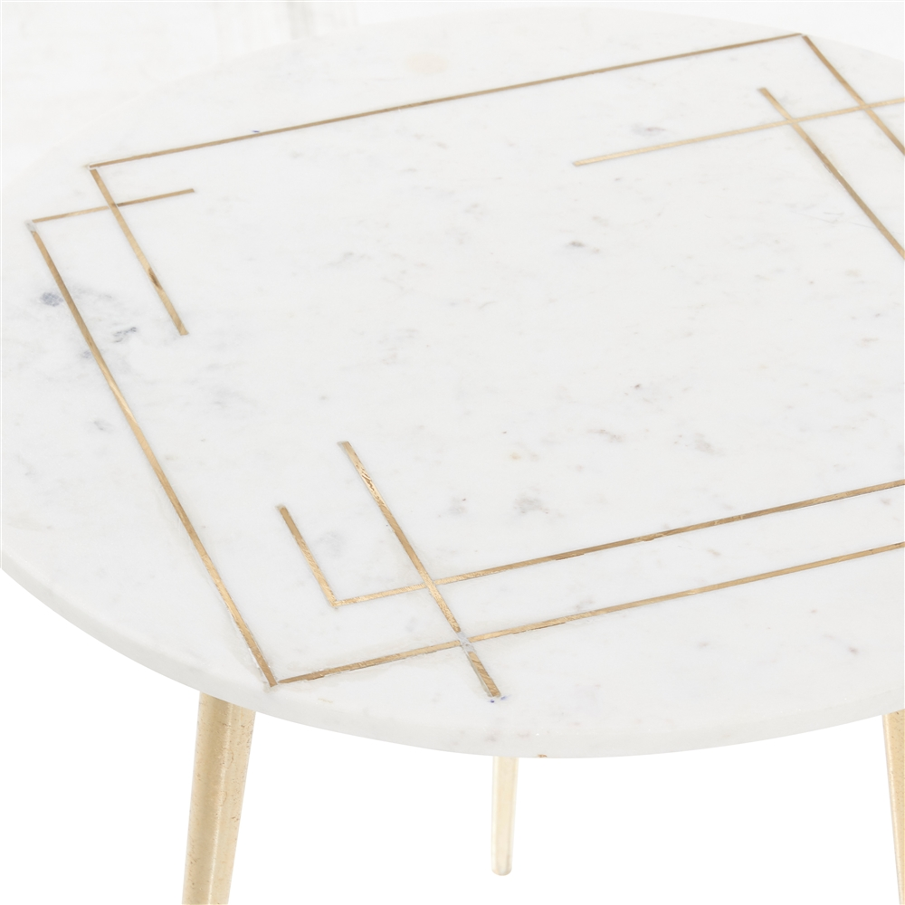 Grayson Lane White Stone Round End Table 4 Grayson Lane White Stone Round End Table - Image 4