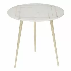 Grayson Lane White Stone Round End Table