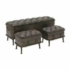 Grayson Lane 20-in X 48-in Rustic Brown Storage Bench - Set Of 3