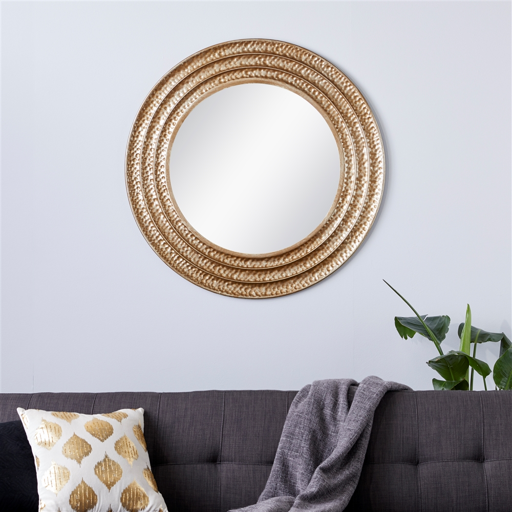 Grayson Lane 39.25-in X 39.25-in Round Gold Framed Wall Mirror 6 Grayson Lane 39.25-in X 39.25-in Round Gold Framed Wall Mirror - Image 6