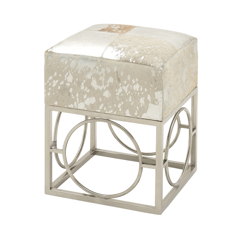 Grayson Lane 22-in X 16-in Modern Silver Square Stool 4 Grayson Lane 22-in X 16-in Modern Silver Square Stool - Image 4