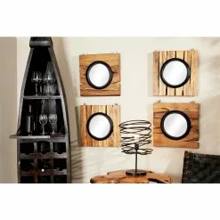 Grayson Lane 17.70-in X 17.65-in Round Brown Framed Wall Mirrors - Set Of 4 -GRAYSON LANE SHOP 330944792 AlternateImage1