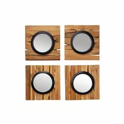 Grayson Lane 17.70-in X 17.65-in Round Brown Framed Wall Mirrors - Set Of 4 -GRAYSON LANE SHOP 330944792 AlternateImage5