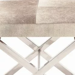 Grayson Lane 18-in X 20-in Modern Grey Faux Leather Rectangle Stool