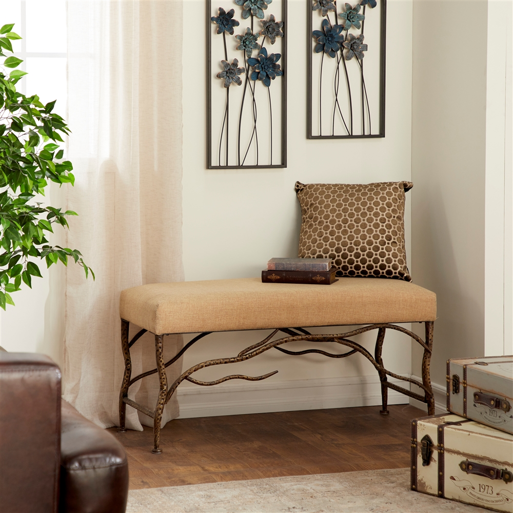 Grayson Lane 20-in X 40-in Farmhouse Brown Accent Bench 4 Grayson Lane 20-in X 40-in Farmhouse Brown Accent Bench - Image 4