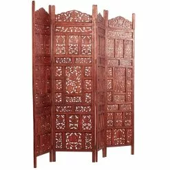 Grayson Lane 4-Panel Dark Brown Wood Folding Traditional Room Divider