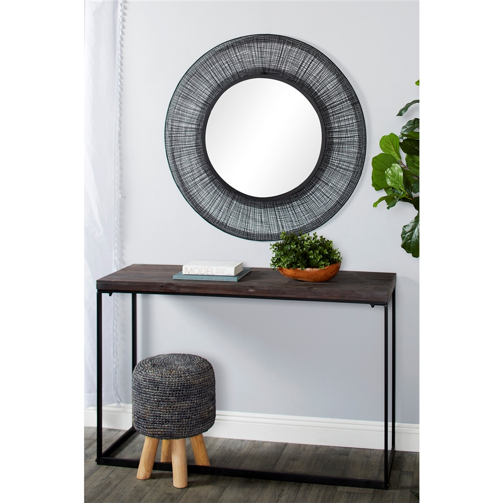 Grayson Lane 39.5-in X 39.5-in Round Black Framed Wall Mirror 3 Grayson Lane 39.5-in X 39.5-in Round Black Framed Wall Mirror - Image 3
