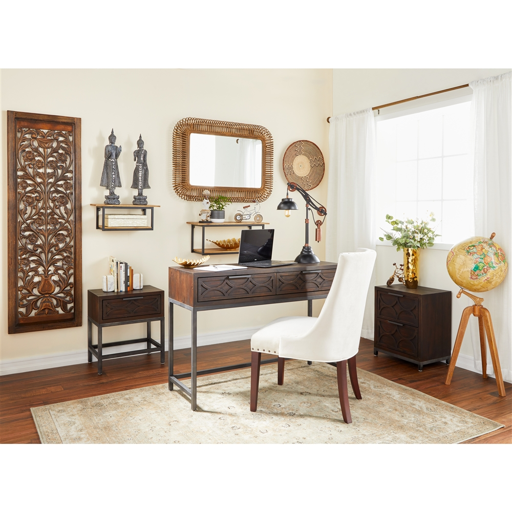 Grayson Lane 39.13-in X 28.25-in Rectangle Brown Framed Wall Mirror 5 Grayson Lane 39.13-in X 28.25-in Rectangle Brown Framed Wall Mirror - Image 5