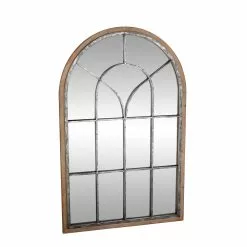 Grayson Lane 51-in X 33-in Arch Brown Framed Wall Mirror