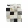 Grayson Lane 16-in Modern Silver And Brown Genuine Leather Square Ottoman