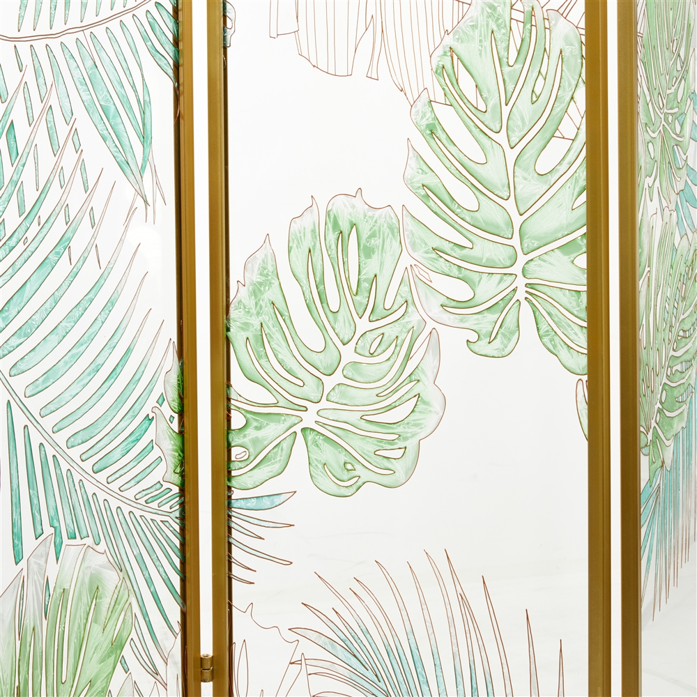 Grayson Lane 3-Panel Green And Gold Folding Contemporary/Modern Room Divider 1 Grayson Lane 3-Panel Green And Gold Folding Contemporary/Modern Room Divider