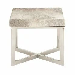 Grayson Lane 19-in X 20-in Modern Grey Faux Leather Square Stool