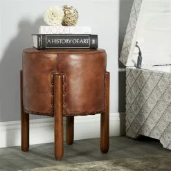 Grayson Lane 20-in X 17-in Rustic Brown Round Stool -GRAYSON LANE SHOP 330944860 AlternateImage1