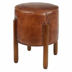 Grayson Lane 20-in X 17-in Rustic Brown Round Stool
