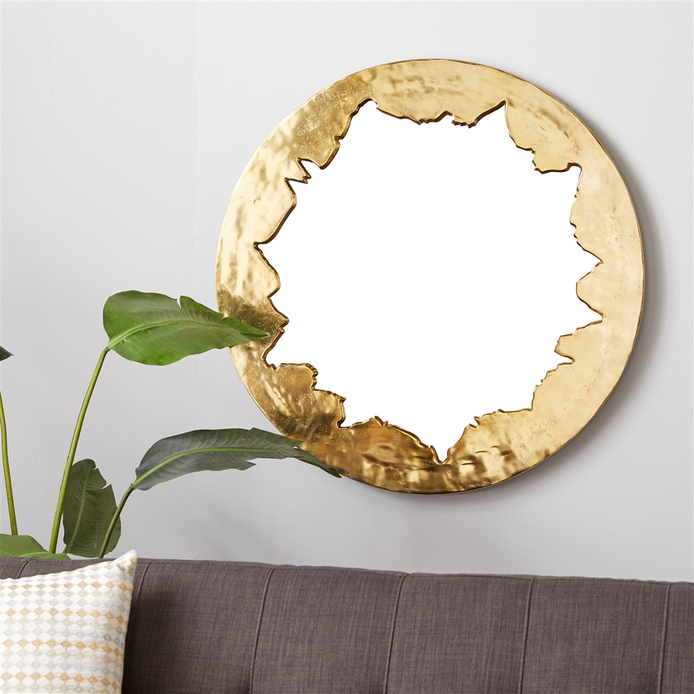 Grayson Lane 35.5-in X 35.5-in Round Gold Framed Wall Mirror 5 Grayson Lane 35.5-in X 35.5-in Round Gold Framed Wall Mirror - Image 5