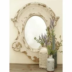 Grayson Lane 43-in X 35-in Irregular White Framed Wall Mirror