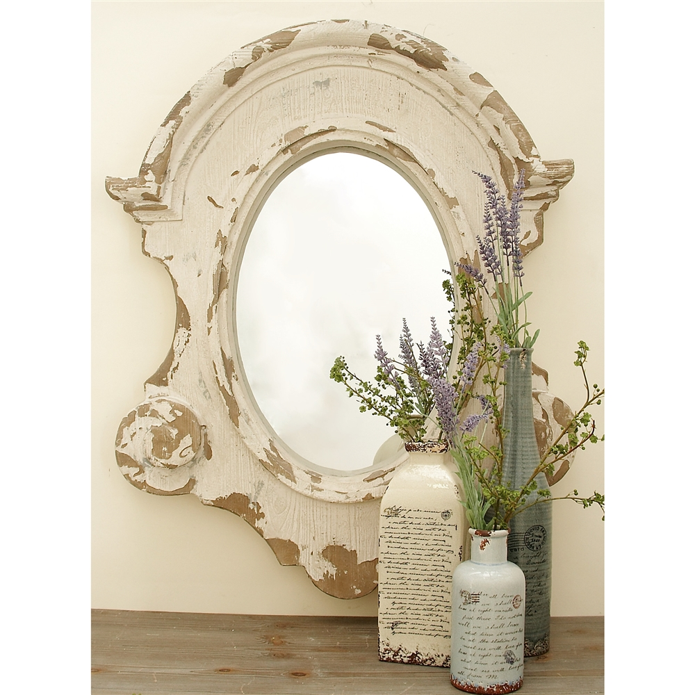 Grayson Lane 43-in X 35-in Irregular White Framed Wall Mirror 1 Grayson Lane 43-in X 35-in Irregular White Framed Wall Mirror