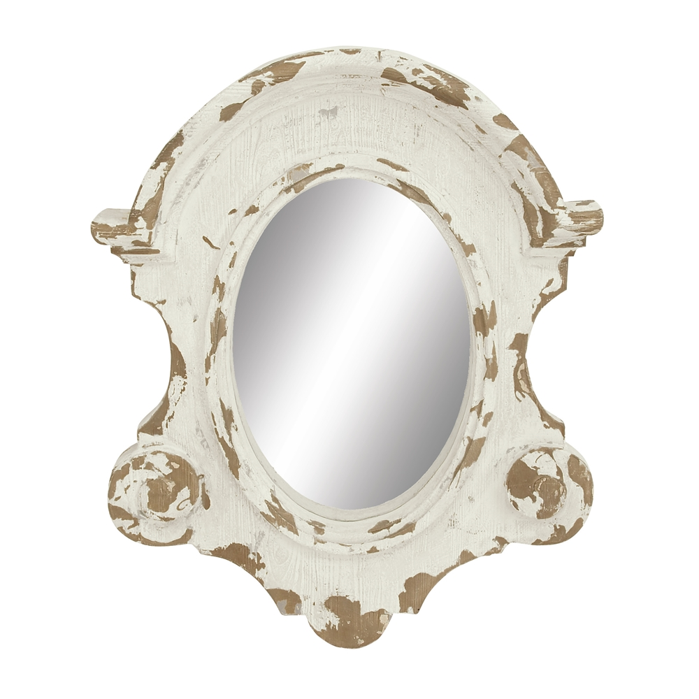 Grayson Lane 43-in X 35-in Irregular White Framed Wall Mirror 4 Grayson Lane 43-in X 35-in Irregular White Framed Wall Mirror - Image 4