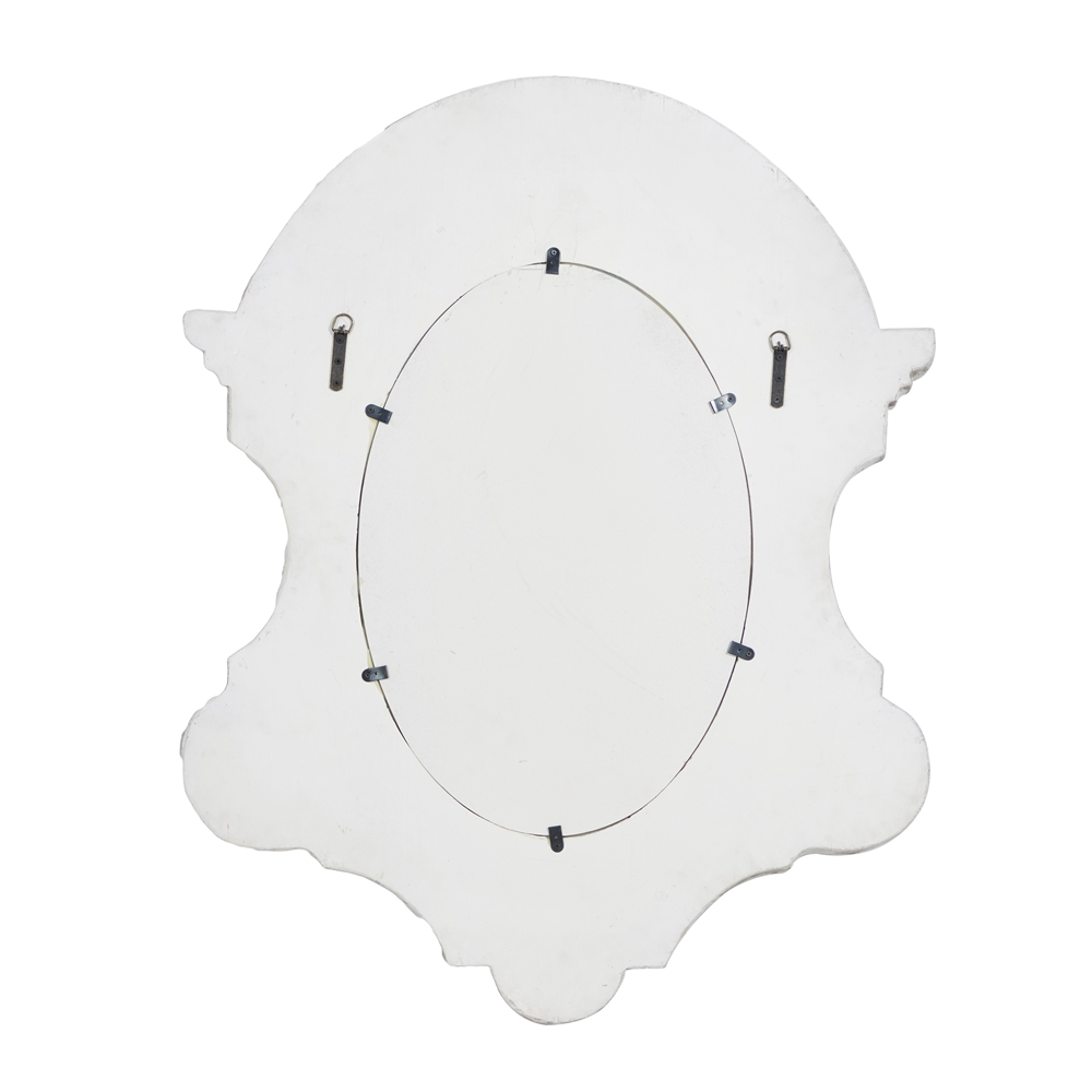 Grayson Lane 43-in X 35-in Irregular White Framed Wall Mirror 5 Grayson Lane 43-in X 35-in Irregular White Framed Wall Mirror - Image 5