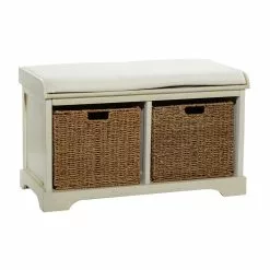 Grayson Lane 20-in X 34-in Industrial White Storage Bench