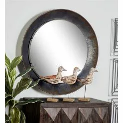 Grayson Lane 34.5-in X 34.5-in Round Grey Metal Wall Mirror