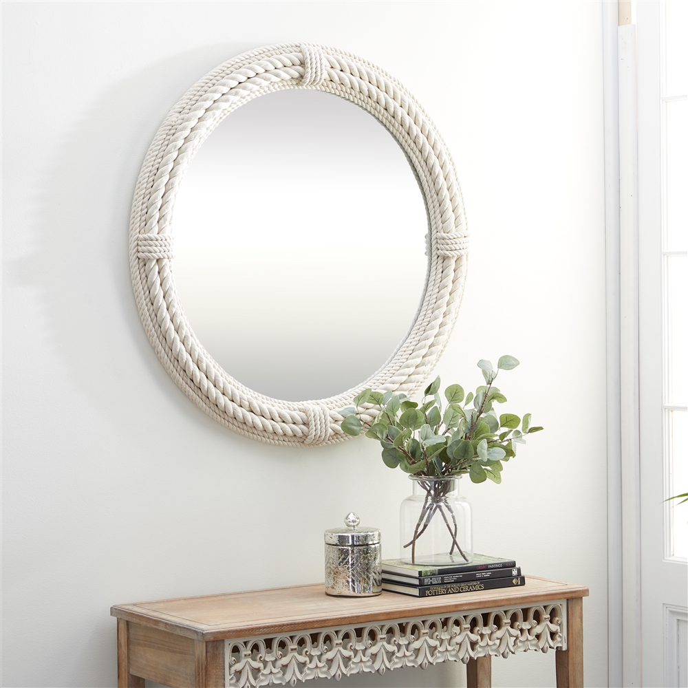 Grayson Lane 36-in X 36-in Round White Wall Mirror 5 Grayson Lane 36-in X 36-in Round White Wall Mirror - Image 5