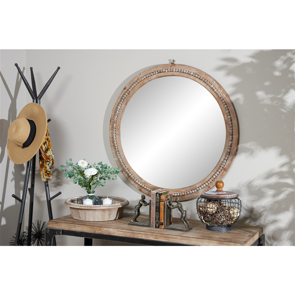 Grayson Lane 36-in X 36-in Round Brown Wall Mirror 6 Grayson Lane 36-in X 36-in Round Brown Wall Mirror - Image 6