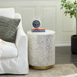 Grayson Lane Modern White Shells Pattern Round Ottoman 7 Grayson Lane Modern White Shells Pattern Round Ottoman -GRAYSON LANE SHOP 330945014 AlternateImage1