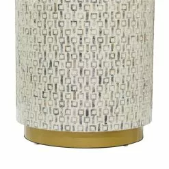 Grayson Lane Modern White Shells Pattern Round Ottoman 8 Grayson Lane Modern White Shells Pattern Round Ottoman -GRAYSON LANE SHOP 330945014 AlternateImage3