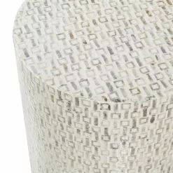Grayson Lane Modern White Shells Pattern Round Ottoman 9 Grayson Lane Modern White Shells Pattern Round Ottoman -GRAYSON LANE SHOP 330945014 AlternateImage4