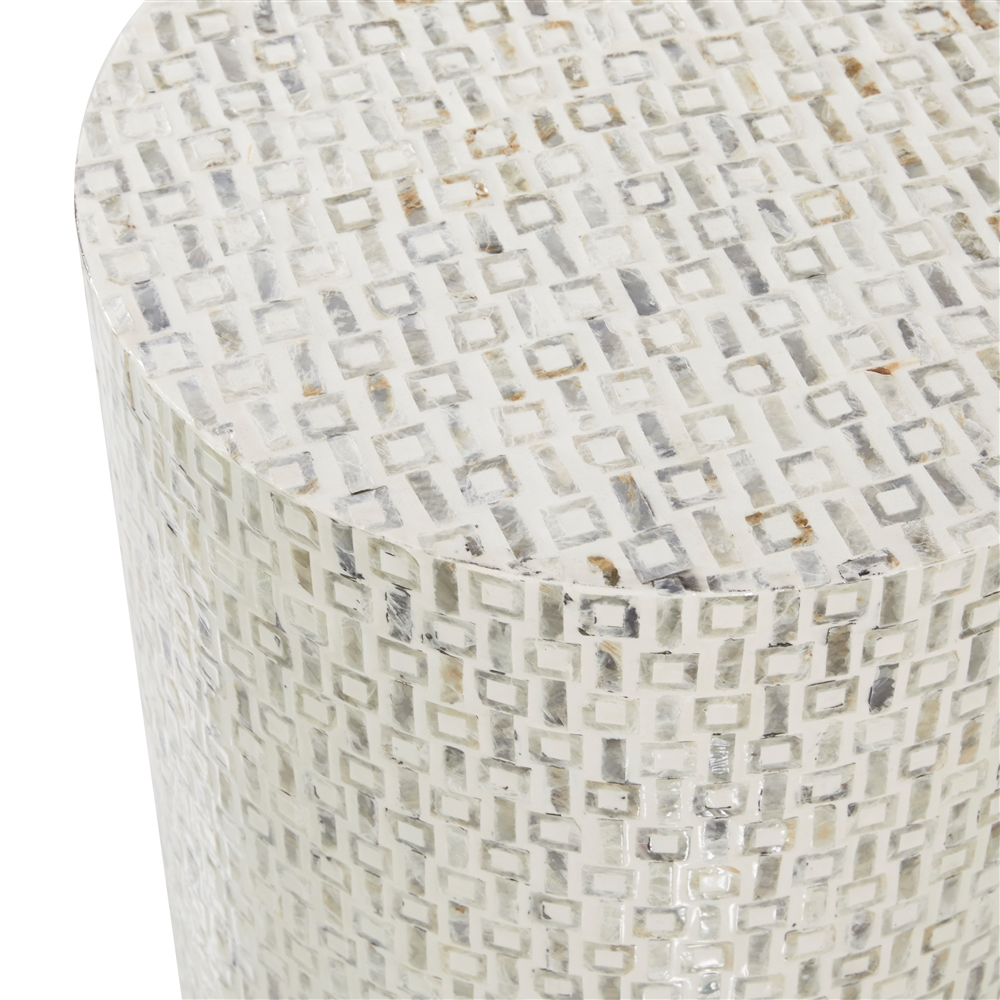 Grayson Lane Modern White Shells Pattern Round Ottoman 5 Grayson Lane Modern White Shells Pattern Round Ottoman - Image 5