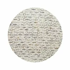 Grayson Lane Modern White Shells Pattern Round Ottoman