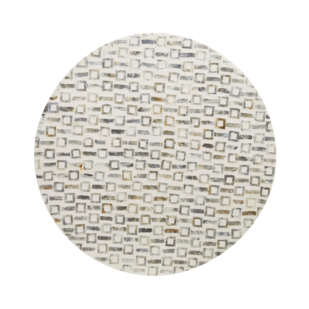 Grayson Lane Modern White Shells Pattern Round Ottoman 1 Grayson Lane Modern White Shells Pattern Round Ottoman