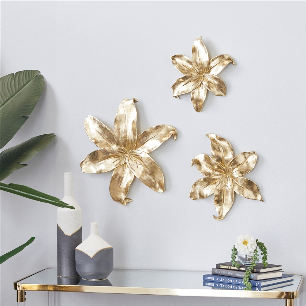 Grayson Lane 17.95-in H X 15.95-in W Floral Resin Wall Accent - Set Of 3 4 Grayson Lane 17.95-in H X 15.95-in W Floral Resin Wall Accent - Set Of 3 - Image 4