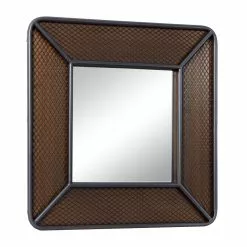 Grayson Lane 31.5-in X 31.5-in Square Brown Wall Mirror