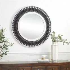 Grayson Lane 36.13-in X 36.13-in Round Brown Wall Mirror