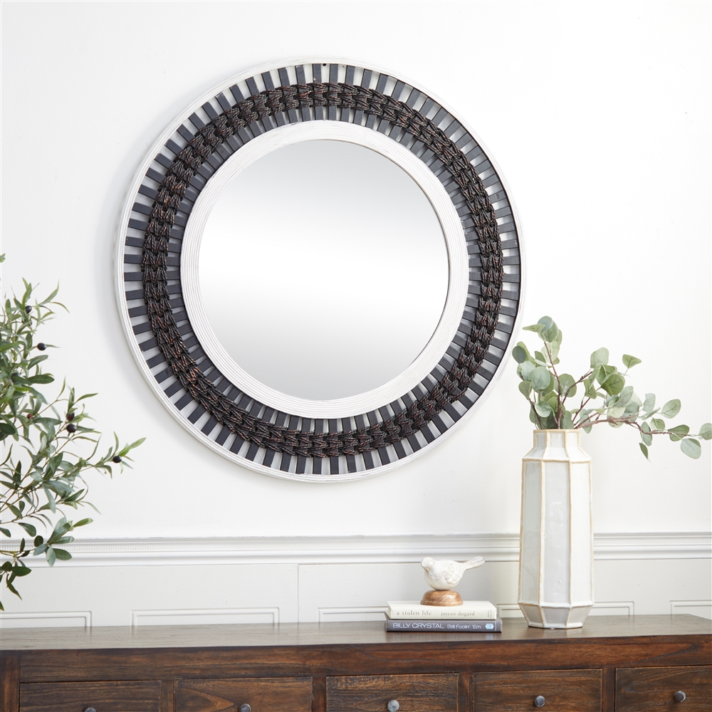 Grayson Lane 36.13-in X 36.13-in Round Brown Wall Mirror 1 Grayson Lane 36.13-in X 36.13-in Round Brown Wall Mirror