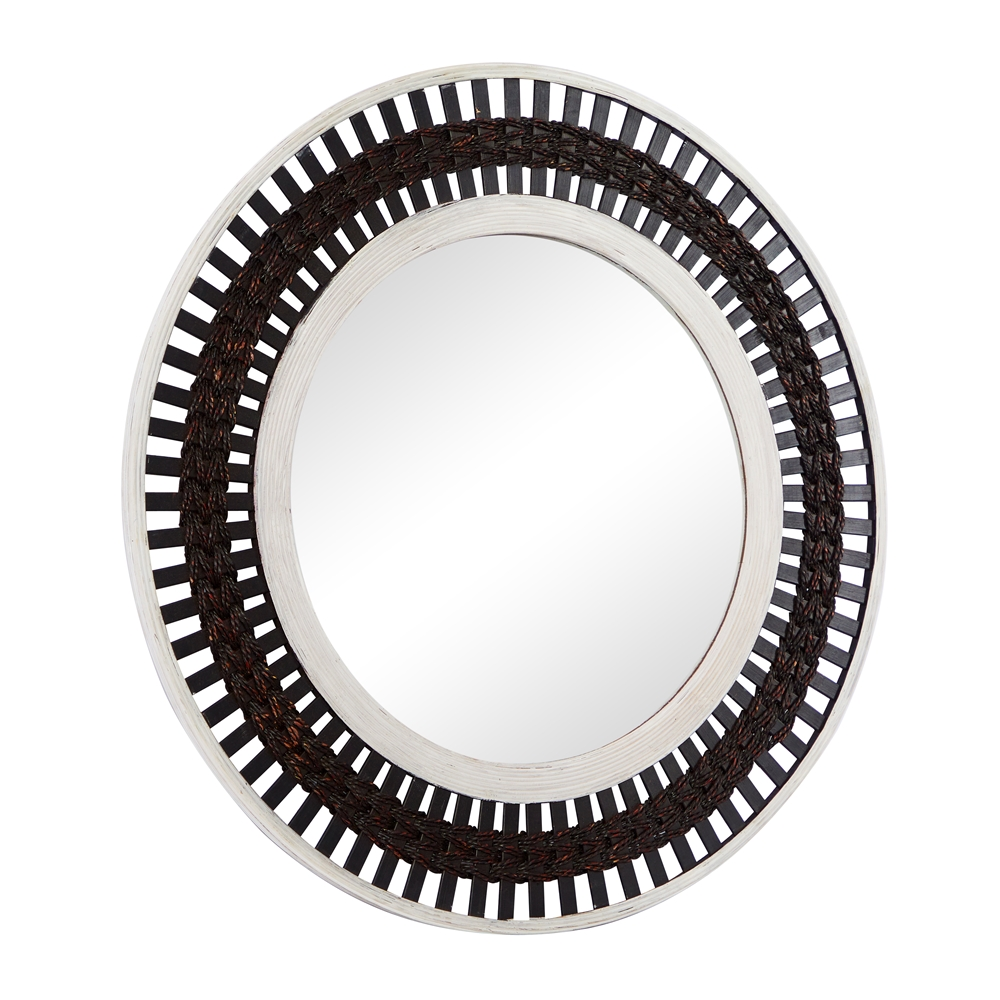 Grayson Lane 36.13-in X 36.13-in Round Brown Wall Mirror 4 Grayson Lane 36.13-in X 36.13-in Round Brown Wall Mirror - Image 4