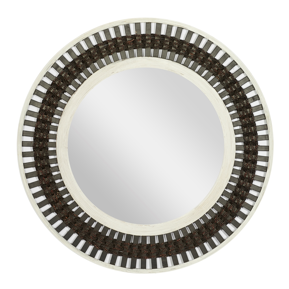 Grayson Lane 36.13-in X 36.13-in Round Brown Wall Mirror 3 Grayson Lane 36.13-in X 36.13-in Round Brown Wall Mirror - Image 3