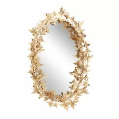 Grayson Lane 33-in X 19.25-in Oval Gold Wall Mirror