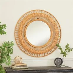 Grayson Lane 35.63-in X 35.63-in Round Brown Wall Mirror -GRAYSON LANE SHOP 330945068 AlternateImage1