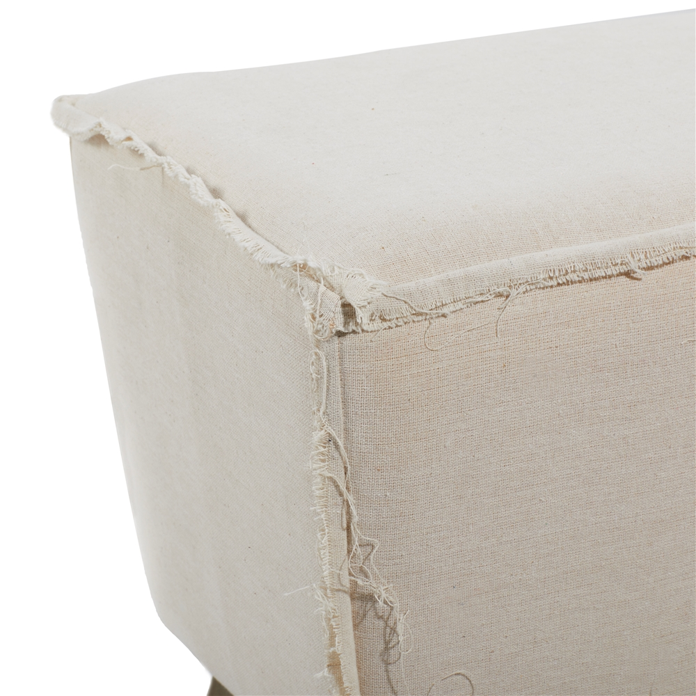 Grayson Lane Rustic White Rugged Linen Rectangle Ottoman 3 Grayson Lane Rustic White Rugged Linen Rectangle Ottoman - Image 3