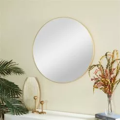 Grayson Lane 30-in X 30-in Round Gold Wooden Wall Mirror -GRAYSON LANE SHOP 330945078 AlternateImage1