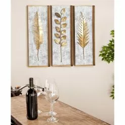 Grayson Lane 32-in H X 12-in W Botanical Metal Wall Accent - Set Of 3