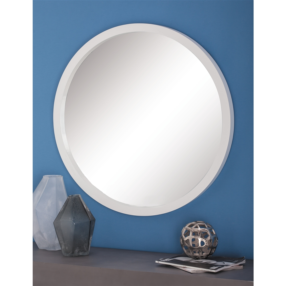 Grayson Lane 32-in X 32-in Round White Wall Mirror 2 Grayson Lane 32-in X 32-in Round White Wall Mirror - Image 2