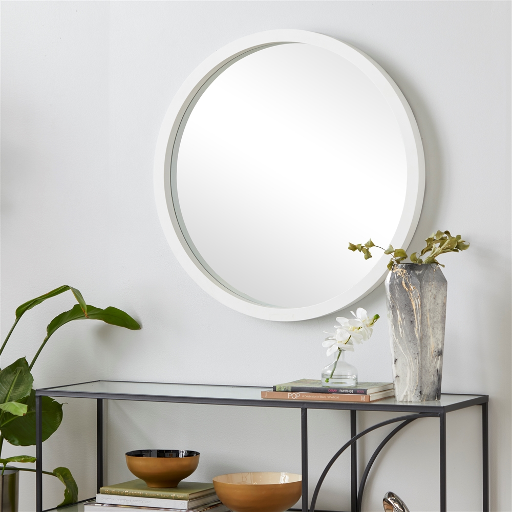 Grayson Lane 32-in X 32-in Round White Wall Mirror 1 Grayson Lane 32-in X 32-in Round White Wall Mirror