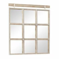 Grayson Lane 35-in X 32-in Square Brown Wall Mirror