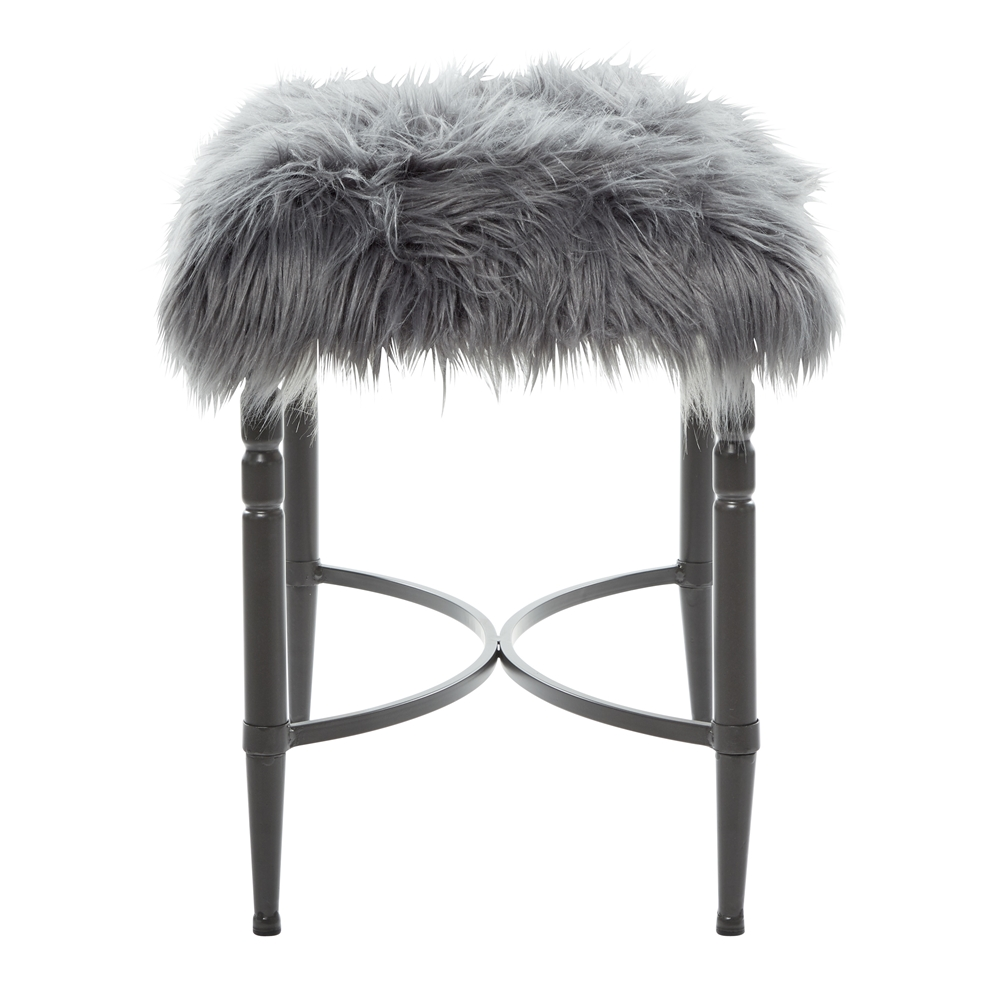 Grayson Lane Modern Grey Faux Fur And Frame Rectangle Ottoman 5 Grayson Lane Modern Grey Faux Fur And Frame Rectangle Ottoman - Image 5
