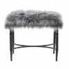 Grayson Lane Modern Grey Faux Fur And Frame Rectangle Ottoman