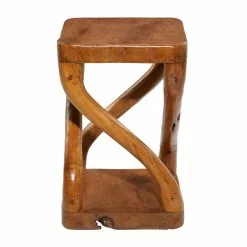 Grayson Lane Modern Twisted Brown Teak Wood Square Ottoman -GRAYSON LANE SHOP 330945110 AlternateImage5